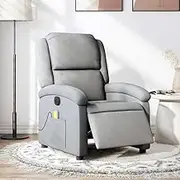 Electric Massage Recliner Chair Light Grey Fabric Furniture, Comfy Lounge Chair for Living Room, Bedroom, Reading, Reclining Spaces