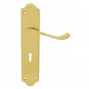 Pavtom Door Handle Scroll Lever Bit Key Mortice Lock Plate Polished Brass 7401PB