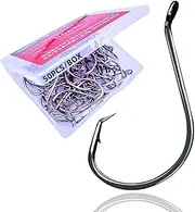 Fishing Hooks 2X Strong Octopus Circle Hooks Offset Freshwater Saltwater Fish Catfish Hooks Bulk Fishing Gear Equipment Supplies Hooks Set-50/Pack