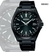 在飛比找momo購物網優惠-【SEIKO 精工】太陽能 輕量鈦金屬電波錶-全黑39.5m