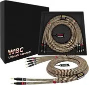 WORLDS BEST CABLES 10 Foot Ultimate - 9 AWG - Ultra-Pure OFC - Premium Audiophile HiFi Bi-Wire Speaker Cable Pair with Eminence Gold Banana Plugs & TnBrwn Tweed Jacket