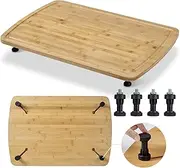 GarveeHome Bamboo Stovetop Cover Cutting Board with Legs and Juice Grooves, XXX Large Stove Top Cover for Gas Burners Stove Top, Cooktop Protector Noodle Board Stove Cover for RV Stove