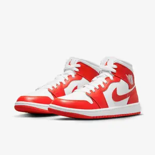 Nike 休閒鞋 Air Jordan 1 Mid 男女鞋 經典款 喬丹一代 皮革 情侶穿搭 橘紅 白 BQ6472-116