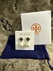 NWT Tory Burch Logo Pearl Drop Earrings In Gold Color