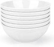 KX-WARE 7-inch Melamine Bowls, 30-ounce Salad/Pasta/Dinner Bowls | set of 6, White