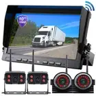 Digital Wireless 10" Rear View Quad Monitor Reversing Camera For Truck Caravan
