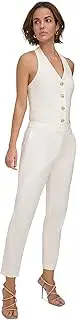 [DKNY] Women's Mid-Rise Slim-Fit Bootcut Pants (Ivory, 14)