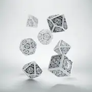 Q-Workshop Steampunk Clockwork Dice Set White with Black Etches (7 Piece Set)
