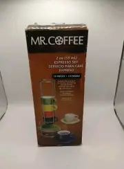 Mr Coffee Espresso Cups Saucers Set 13 Pcs Colorful Stacking Mugs Cups W/ Stand