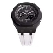 Casioak Mod Royal Oak Watch Casio G-Shock GA-2100 Black Case White Strap GA2100