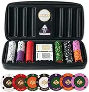 KEEPBET 14 Gram Clay Game Poker Chips Set 3 Color for Texas Hold’em,500PCS, Blank Chips. Leather Easy Carrying Case