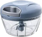 Innovative Salad Chopper Safe and Durable Baby Food Grade ABS Salad Chopper Bowl and Cutter with Lid Manual Food Chopper, Blue, 12.5 * 12.5 * 8.5CM
