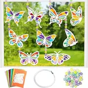 18 Pieces Suncatcher Kit for Kids Butterfly Suncatcher Kit Tissue Paper Butterfly Suncatcher Craft Spring Summer Window Art Kit with 18 Tissue Paper for Spring Summer Craft DIY Butterfly Party Favor