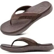 ONCAI Mens Criss Cross Sandals,Arch Support Recovery BROWN Size: 10.5 US