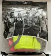 Compression Socks L/XL 5 Pairs Black Yellow Pink Teal White New