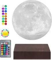 Levitating Moon Lamp, Floating and Spinning 3D Moon Light Magnetic Levitation Lunar Night Lights Unique Holiday Birthday Gifts Room Table Desk Decoration, 16 Colors LED Moon