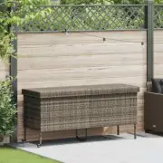 Garden Storage Box with Wheels Grey 160x55x75 cm Poly Rattan