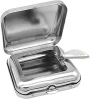 Healeved Compact Portable Mini Ashtray Metal Lid Stainless Steel Pocket Ashtray for Indoor Outdoor Travel Smoking