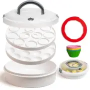 Premium 4 in 1 Cupcake Carrier with Lid - Cupcake, Deviled Egg, Pie & Cake Co...