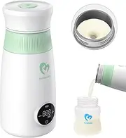 Portable Milk Warmer & Mixer, Cordless Travel Bottle Warmer for Breastmilk, Formula or Water, 10 oz Big Capacity, Big Battery Capacity for Journey, Calienta Biberones Portátil
