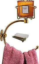 Hand Towel Holder with Vintage Candle Holder, Towel Hook for Bathroom Wall, Rustic Towel Ring with Elegent Candle Holder, Sturdy Wall Mounted Hanger for Bathroom