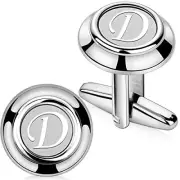 26 Letters Tie Clip and Cufflinks for Men, Initial Tie Bar & D (2 cufflinks)