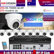 Hikvision Compatible 4K Color IP Camera+DS-7608NI-Q1/8P 8CH/POE NVR Systems Lot