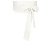 Elerevyo Bowknot Self Tie Wrap Wide Waistband Belt White