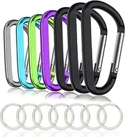 [ETHEL] 3" Aluminum Carabiner D Ring, Caribeener Clips, Spring Snap Hook for Keychain Clip, Set of 7