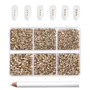 7200pcs Flatback Rhinestones,Gold Rhinestone Nail Gems Round Golden Shadow