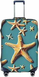 [HTTUP] Beach Starfish Print Practical Elastic Washable Travel Luggage Cover with Hidden Zipper for Suitcase, White, S, white, S