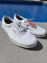 Vans era u-color checkerboard white canvas sneaker shoes men size 7 new