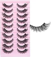 SLSXNL Strip Lashes Cat Eye Lashes Natural Lashes Wispy False Eyelashes Fox Eye Lash Extensions 10 Pairs