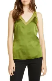 NWT Ted Baker Mesh Textured Satin Tank Top, KHAKI, Ted 4 (US 10), MSRP $149