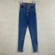 Shires Equestrian Riding Jeans Blue Denim Size 24 (Measures 22) Knee Patch