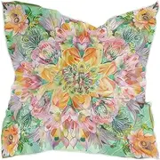 [Yoogain] Boho Style Flower Floral Green silk scarf pashminas silk scarfWarm silk scarf for women for evening bufandas para mujer para frio, Boho Style Flower Floral Green
