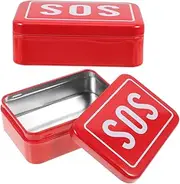2pcs Box Storage Bins Traveling Essentials Car Emergency Kit Car First Aid Kit Travel Medicine for Car Emergency Bag for School Red Tinplate