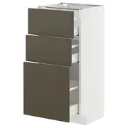 METOD / MAXIMERA base cabinet with 3 drawers, white/Havstorp brown-beige, 40x37x80 cm