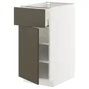 METOD / MAXIMERA base cabinet with drawer/door, white/Havstorp brown-beige, 40x60x80 cm