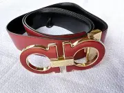 Authentic SALVATORE FERRAGAMO Enamel Leather Belt Size 46.