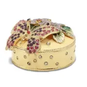 Bejeweled Flowered Butterfly Trinket Box