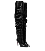 [Amina Muaddi] Amina Muaddi Jahleel leather over-the-knee boots AU 6 black