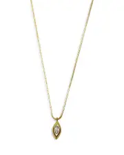 Argento Vivo Cubic Zirconia Vertical Marquise Pendant Necklace in 18K Gold Plated Sterling Silver, 16-18