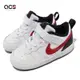 Nike 休閒鞋 Court Borough Low 2 TDV 小童鞋 白 紅 透氣 經典款 魔鬼氈 小朋友 BQ5453-110