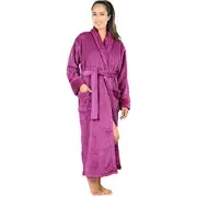 NEW NY THREADS Womens Soft Fleece Bathrobe Collar Plush Robe Size Medium Purple