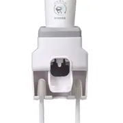 Automatic Toothpaste Dispenser Squeezer with Toothbrush Holder Wall Mounted for Bathroom Adults KidsGrey