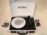 Victrola Bluetooth Portable Suitcase Record Player w 3-speed Turntable - Beige