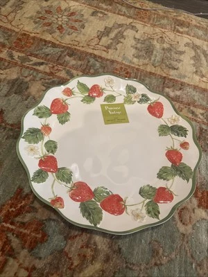 Primrose Vintage Strawberry Melamine Platter Serving Tray Scalloped 14" NWT