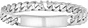 [The Bling Factory] Thick 10mm Rhodium Plated Beveled Cuban Identification Link Bracelet + Microfiber Jewelry Polishing Cloth
