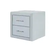 Design Square Modern Velvet Fabric 2-Drawers Nightstand Bedside Side Table - Grey